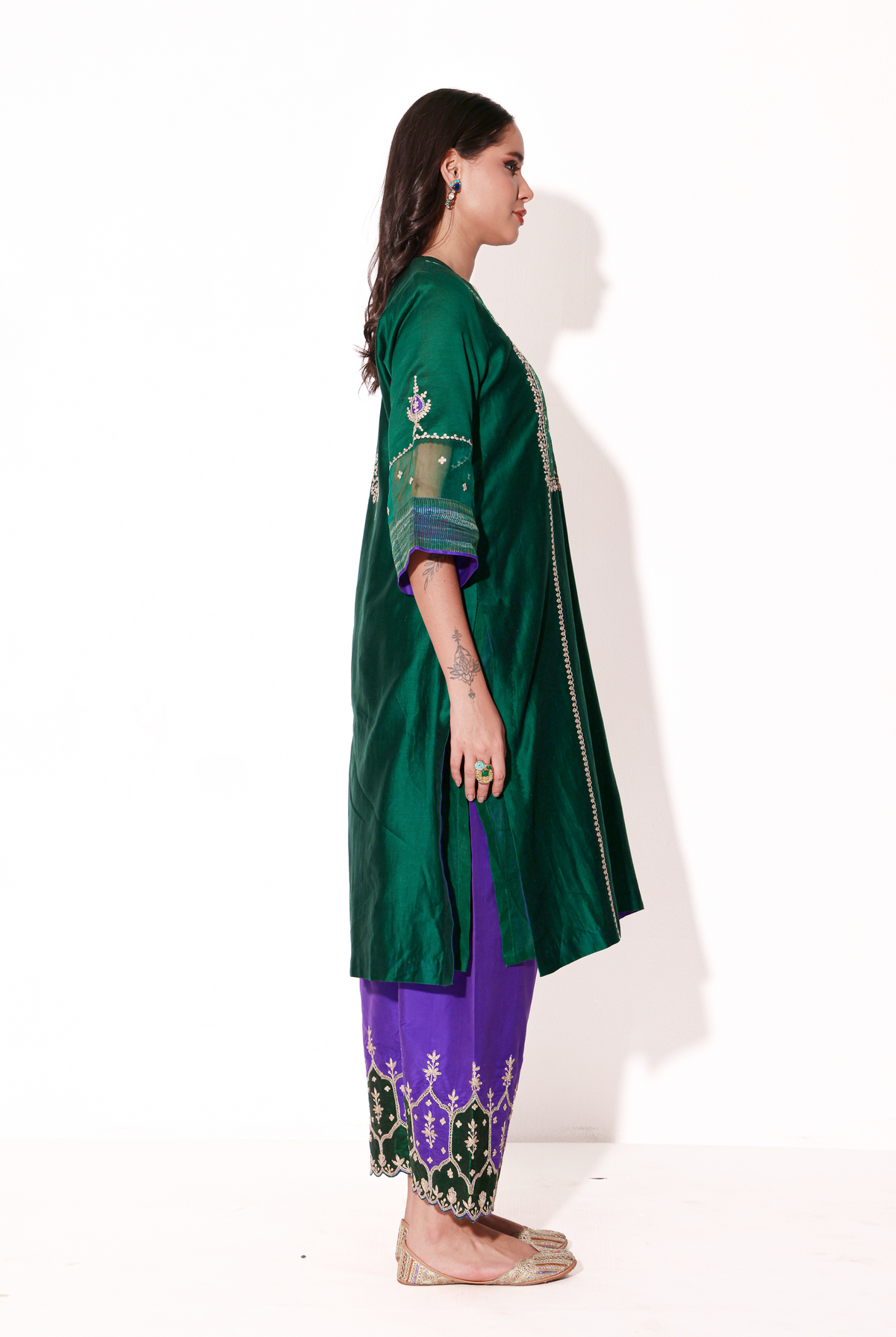 Emerald 80gms Silk Chanderi Kurta Set