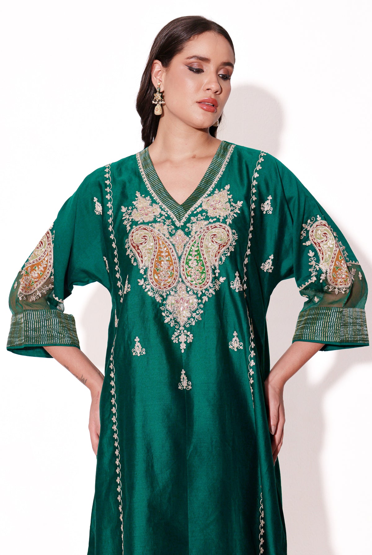 Emerald Silk Chanderi Kurta Set with Dupatta
