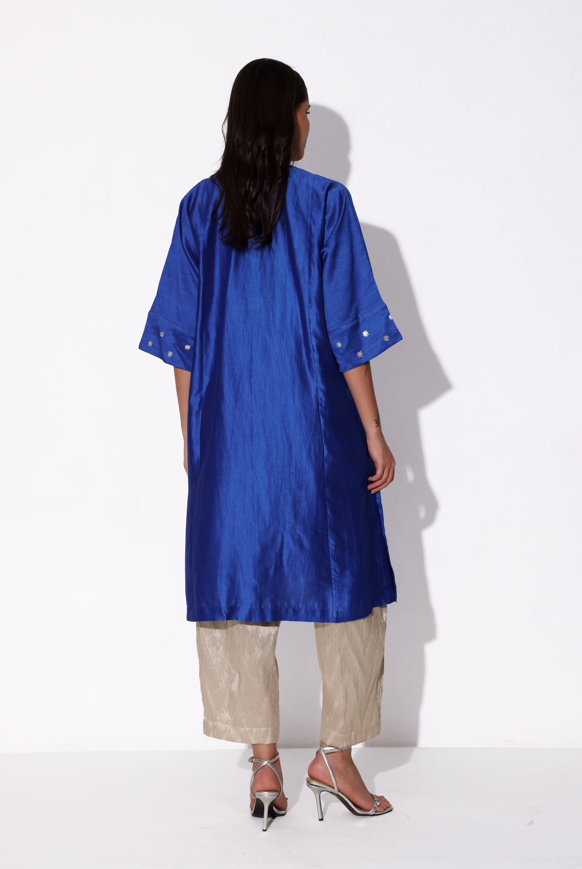 Indigo Blue Chiniya Silk Antifit Kurta Set